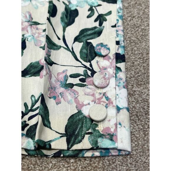 J. jill womens oatmeal floral linen stretch pants sz small side zipper elastic - Picture 12 of 12